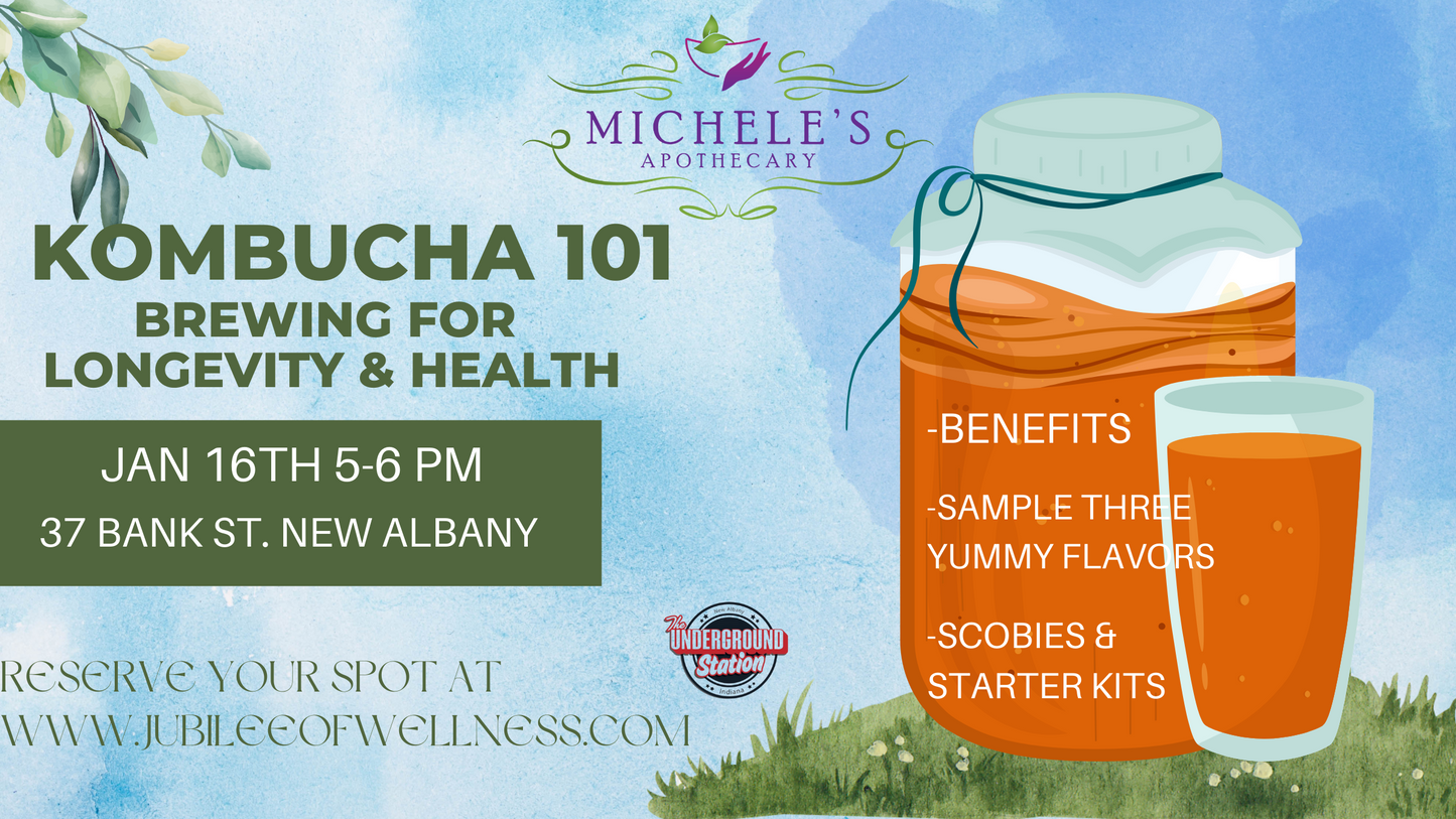 Kombucha 101 In Person Class w/ samples & 1 pint home brew to take home